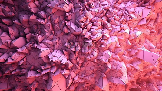 蓝色背景板背景图片_抽象粉红色垃圾背景的 3d 渲染
