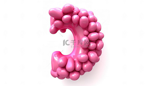 一个 3D 字形插图，其中三个粉红色气球隔离在白色背景上