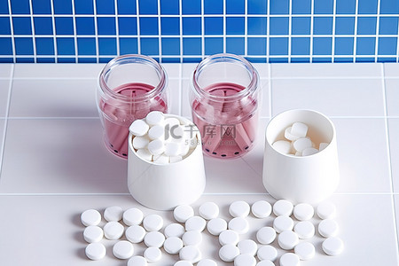 消毒剂背景图片_带消毒剂分配器和白色杯子的盖子
