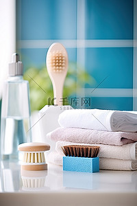 湿巾详情页背景图片_水槽上的刷子肥皂湿巾和肥皂