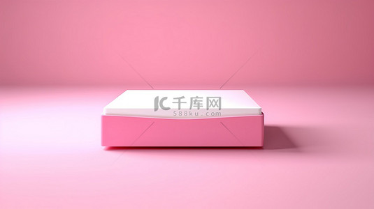正方形粉色背景图片_展示的白色和粉色产品盒的 3D 渲染
