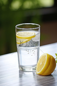 稻草背景图片_柠檬在一杯水中