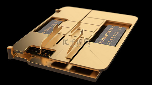 带有剪切路径的锁定 SIM 卡的受保护概念 3D 渲染