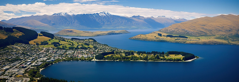 努瓦背景图片_新西兰瓦卡努伊湖及其周边地区的鸟瞰图