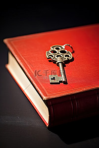 封背景图片_旧书上刻有红色封面的钥匙链