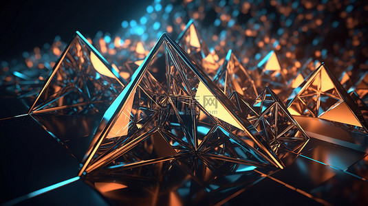 未来派三角形抽象背景 3d 渲染数字设计