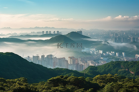 黄中国背景图片_中国大陆香港红顿山霍申公园3d