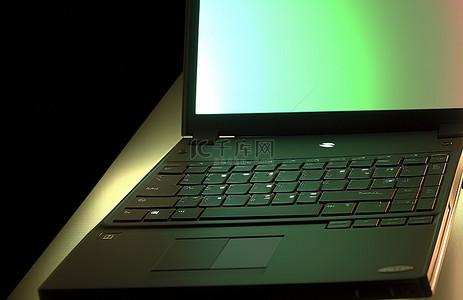 黑色笔记本电脑和背景中的白色桌面