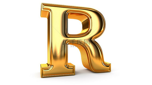 字母 p 的白色孤立背景插图上的 3d 小金色字母