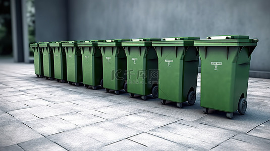3d 渲染的绿色垃圾桶