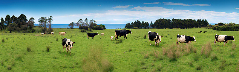 许多牛在田野里吃草