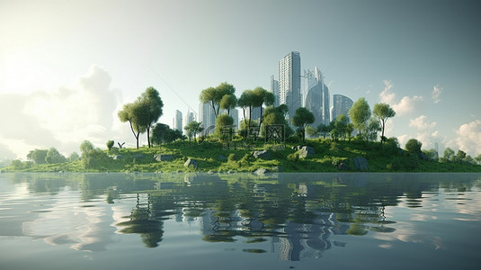 节约用电地球背景图片_3D 渲染中的生态和环境插图