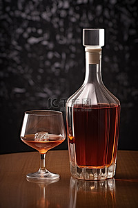竹筒酒器背景图片_醒酒器玻璃杯和瓶子彼此相邻