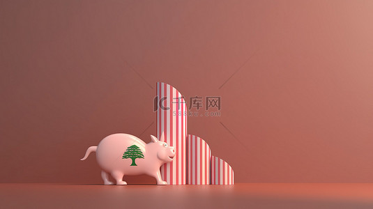 黎巴嫩共和国背景图片_以 3d 呈现的存钱罐为代表的黎巴嫩经济积极增长