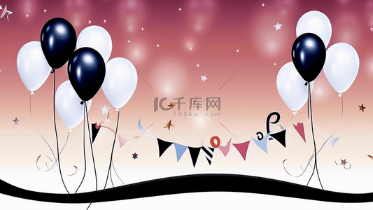 生日氣球派對背景图片_生日背景海报