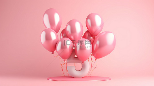 6 周年庆典浅粉色背景的 3d 渲染