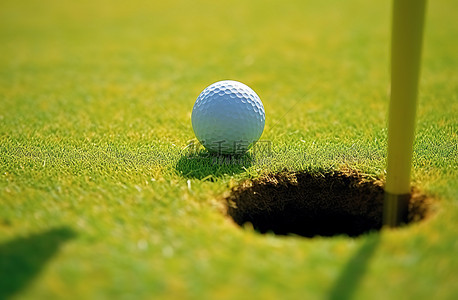高尔夫球头像背景图片_高尔夫球在绿色的洞中
