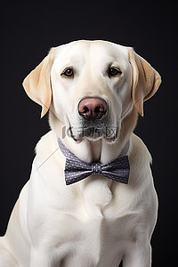 穿着整齐背景图片_穿着西装戴着领结的白色拉布拉多犬