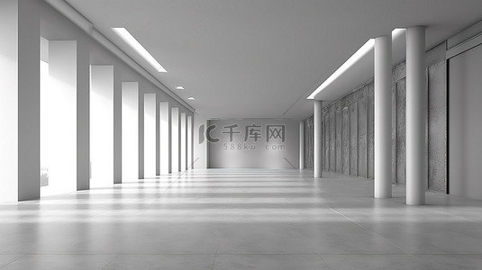 时尚现代的白色和灰色室内照明，用于产品展示 3D 渲染场景