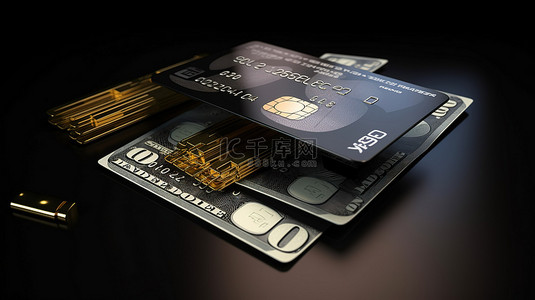 安全稳定可靠背景图片_在 3D 渲染中使用现金票据可视化卡保护打开信用卡