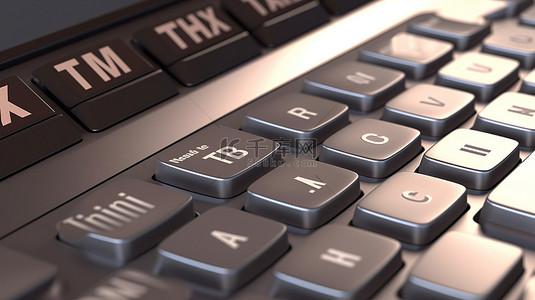 科技文本电脑科技背景图片_具有纳税时间按钮的计算机键盘的 3D 渲染