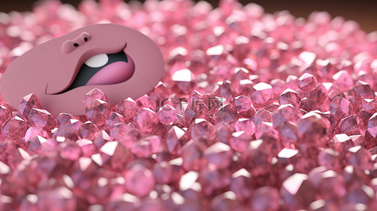 粉红色宝石背景图片_由 3D 渲染的丰富粉红色宝石制成的笑脸