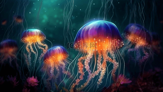 海底水母背景
