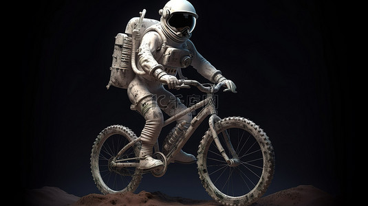 时代背景图片_宇航员太空时代自行车 3D 概念设计插图