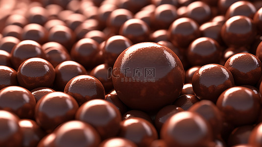 巧克力片宏观拍摄的 3D 插图