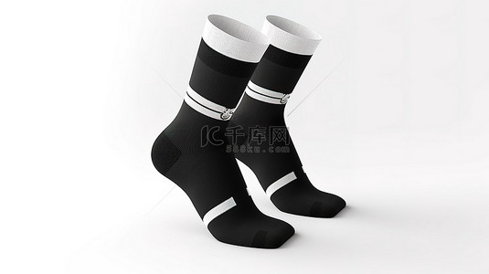 棉袜子背景图片_孤立 3D 渲染中的空白黑色袜子包装模型