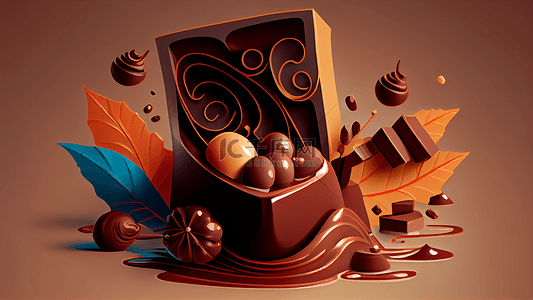 巧克力爱心背景图片_巧克力球创意插画背景