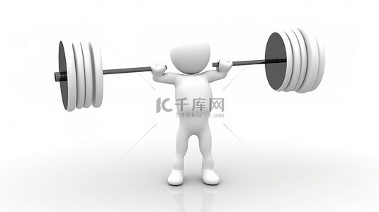 身体健康卡通背景图片_白色背景展示举重的 3D 人物