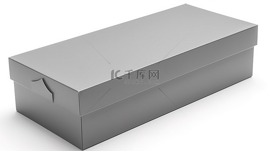 白色孤立背景上灰色盒子的特写是空的或装满 3d 配件礼品和电话
