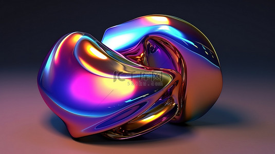 色彩鲜艳的抽象金属形式的 3D 渲染