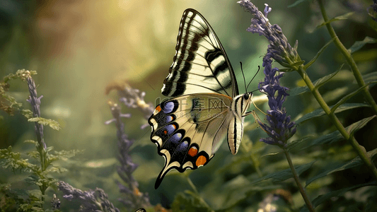 卡通的昆虫背景图片_森林植物花卉蝴蝶卡通广告背景