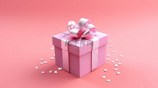 在粉红色背景的 3D 渲染中打开礼物盒