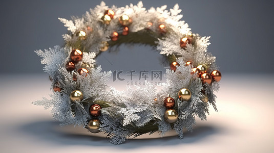 节日圣诞花环装饰的 3d 渲染
