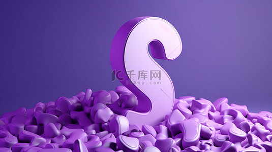 大白色背景图片_查询的符号 3d 渲染紫色背景的插图，带有大白色问号