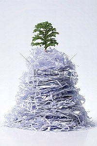纸回收背景图片_含有一棵小树的碎纸