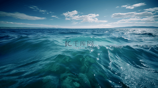 深海海底背景背景图片_蓝天白云海平面大海广告背景