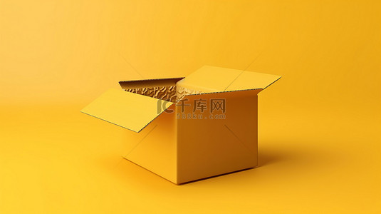 黄色礼物盒子背景图片_黄色背景上令人惊叹的纸板包裹箱的 3d 渲染