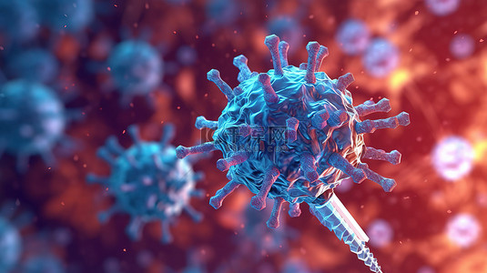 3d 插图中冠状病毒疫苗的表面概念