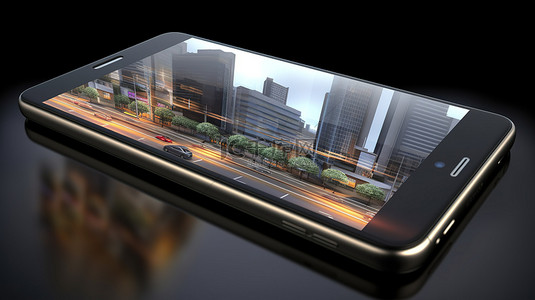 商业地产背景图片_智能手机 3D 视图中的交通街建筑物