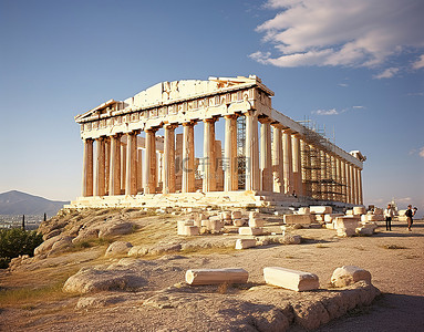 欧洲背景图片_古代雅典帕台农神庙