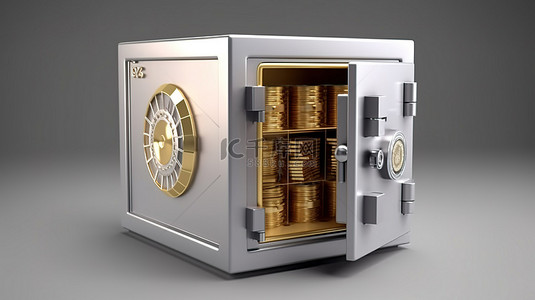 资金安全背景图片_标题 1 银行金库的 3D 插图确保资金安全保护