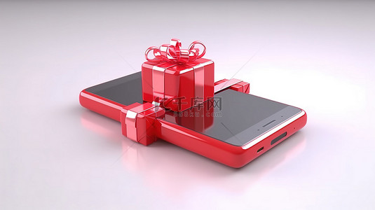 手机礼品购物服务的 3d 渲染