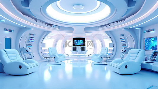 科幻建筑背景图片_3D 渲染的未来派室内环境