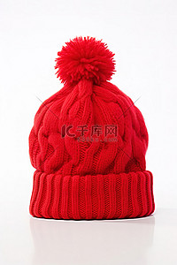 灰色毛线帽背景图片_pom pom 针织毛线帽 红色