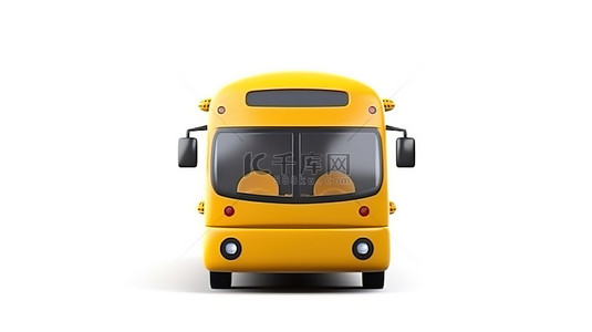 交通工具符号背景图片_3d 渲染简约巴士交通符号，在孤立的白色背景上带有旅行表情符号