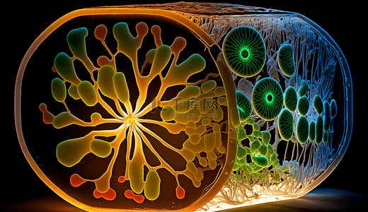 植物光效背景图片_光效微生物植物细胞背景